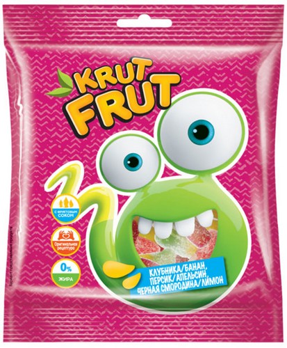 KrutFrut, мармелад жевательный в форме забавных змеек в посыпке с легкой кислинкой, 70 г(КДВ)